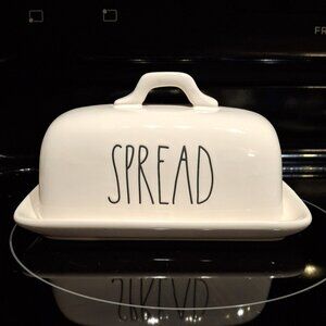 Rae Dunn “SPREAD” Butter Dish – White LL Font 🧈